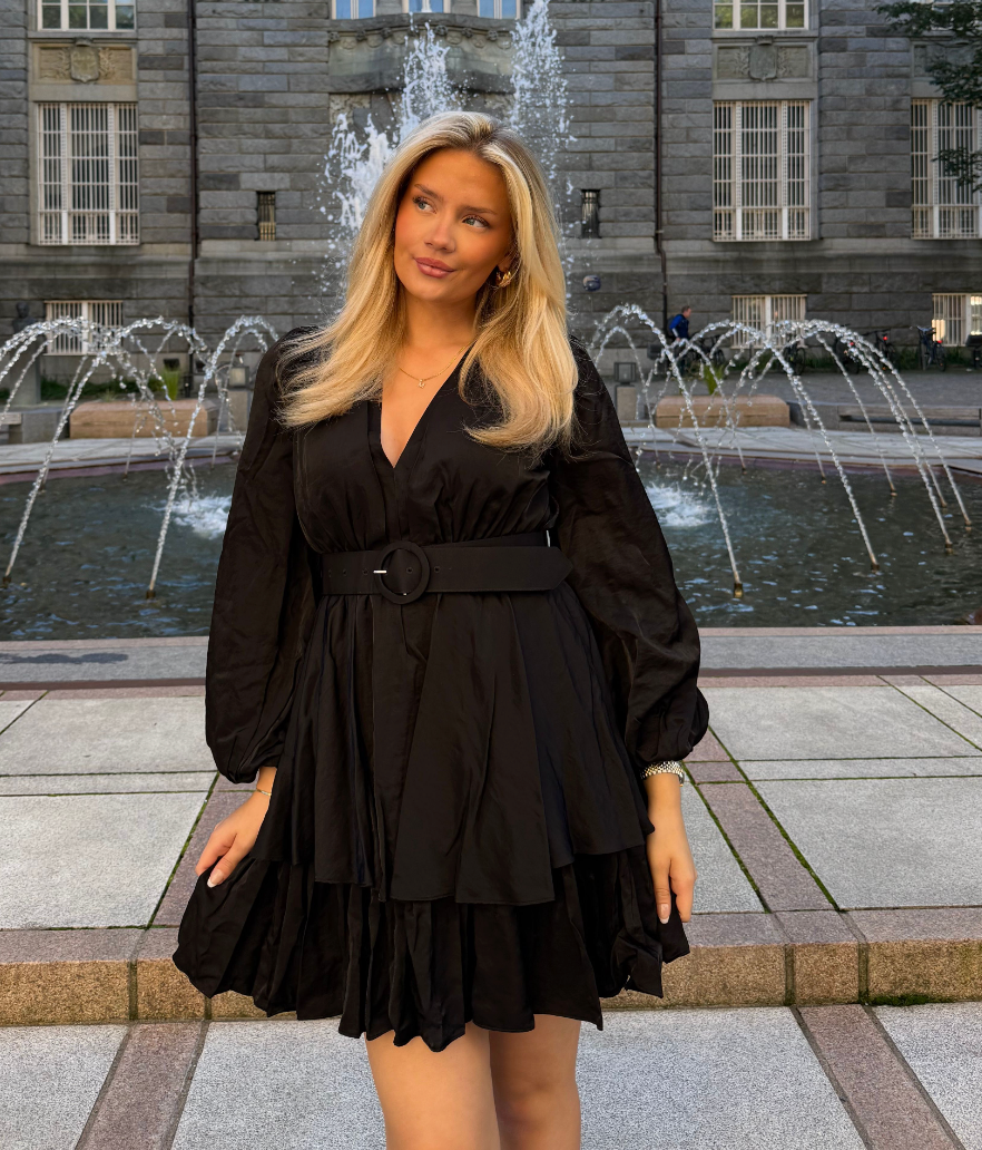 Abina Satin Dress - Black