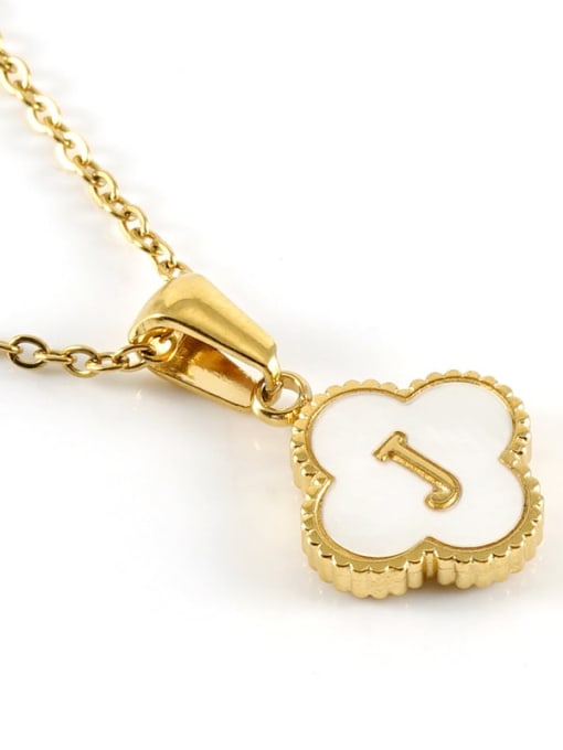 Four Leaf Letter Necklace - J - Tilbehør
