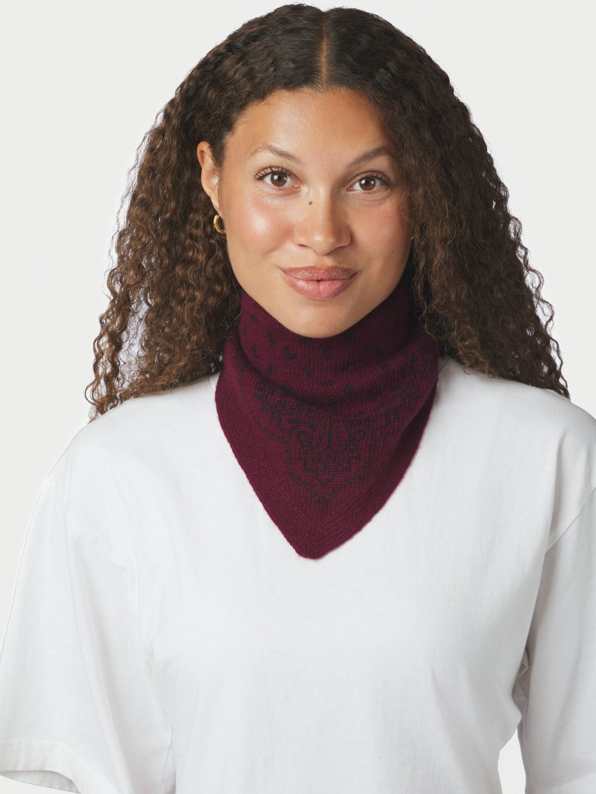 Ariya Paisley Knit Scarf - Wine