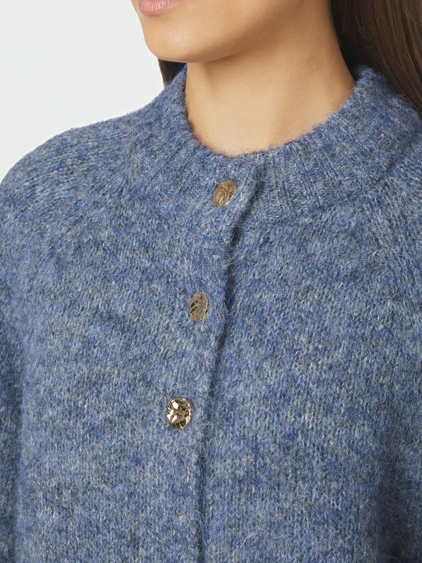 Benuta Fluffy Knit Cardigan - Smoke Blue