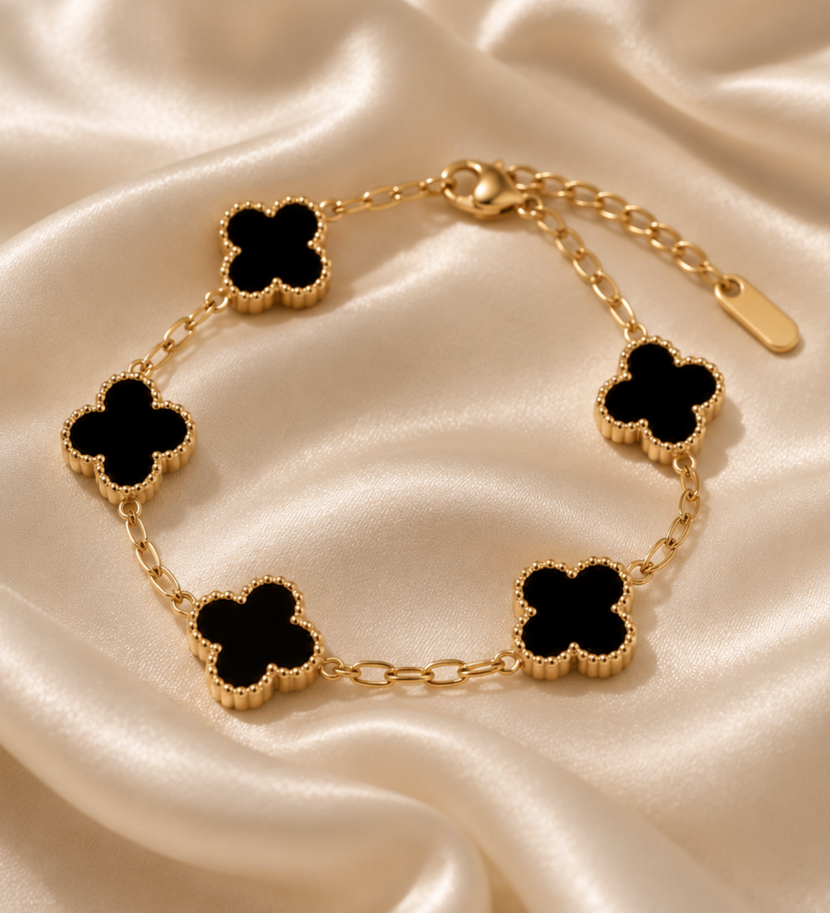 Haily Four Leaf Bracelet - Black Gold