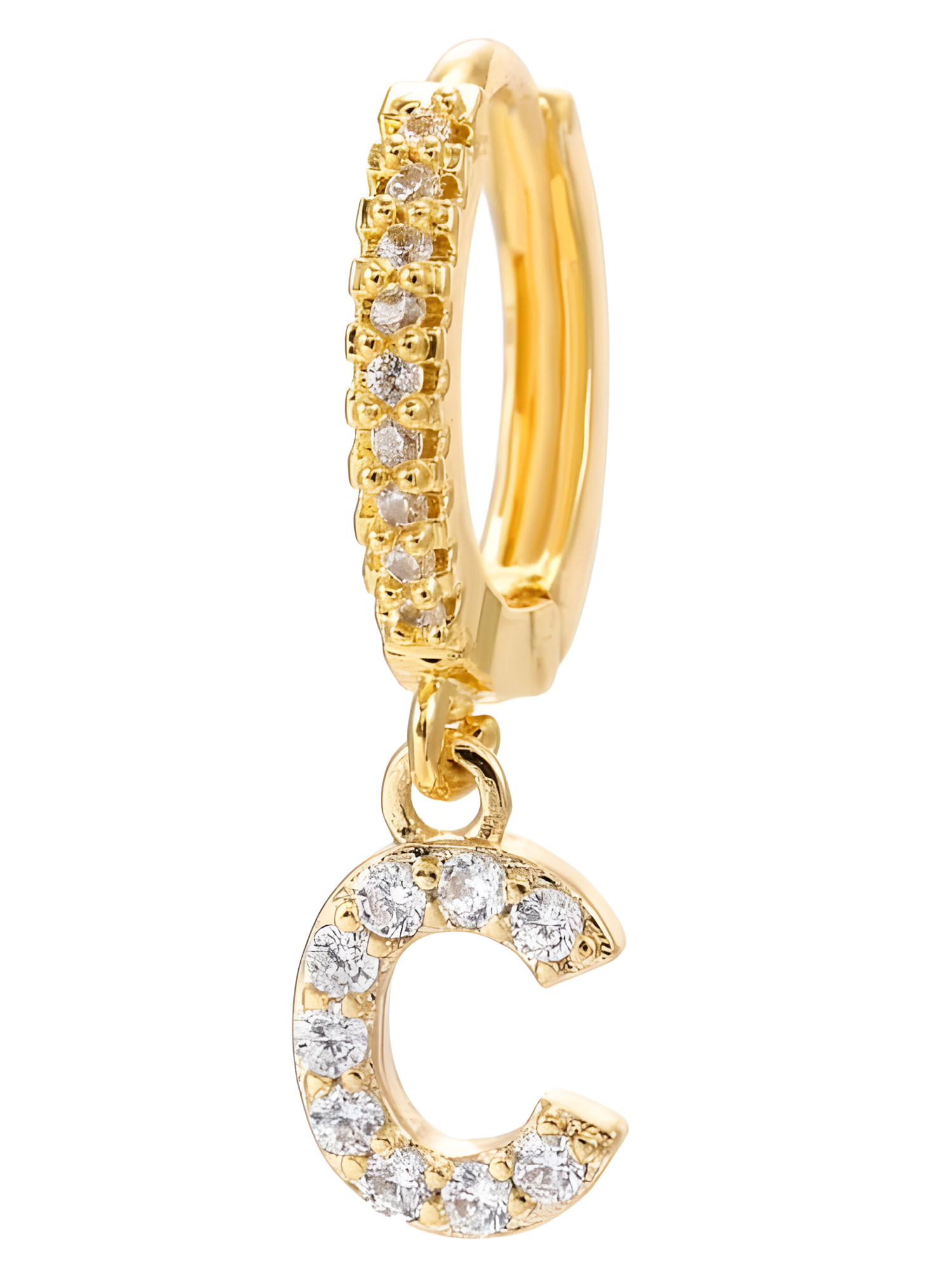 C Stras Letter Single Earring Tilbehør