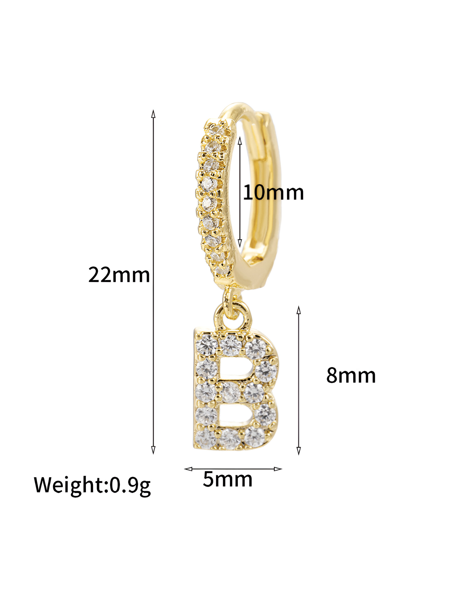 C Stras Letter Single Earring Tilbehør