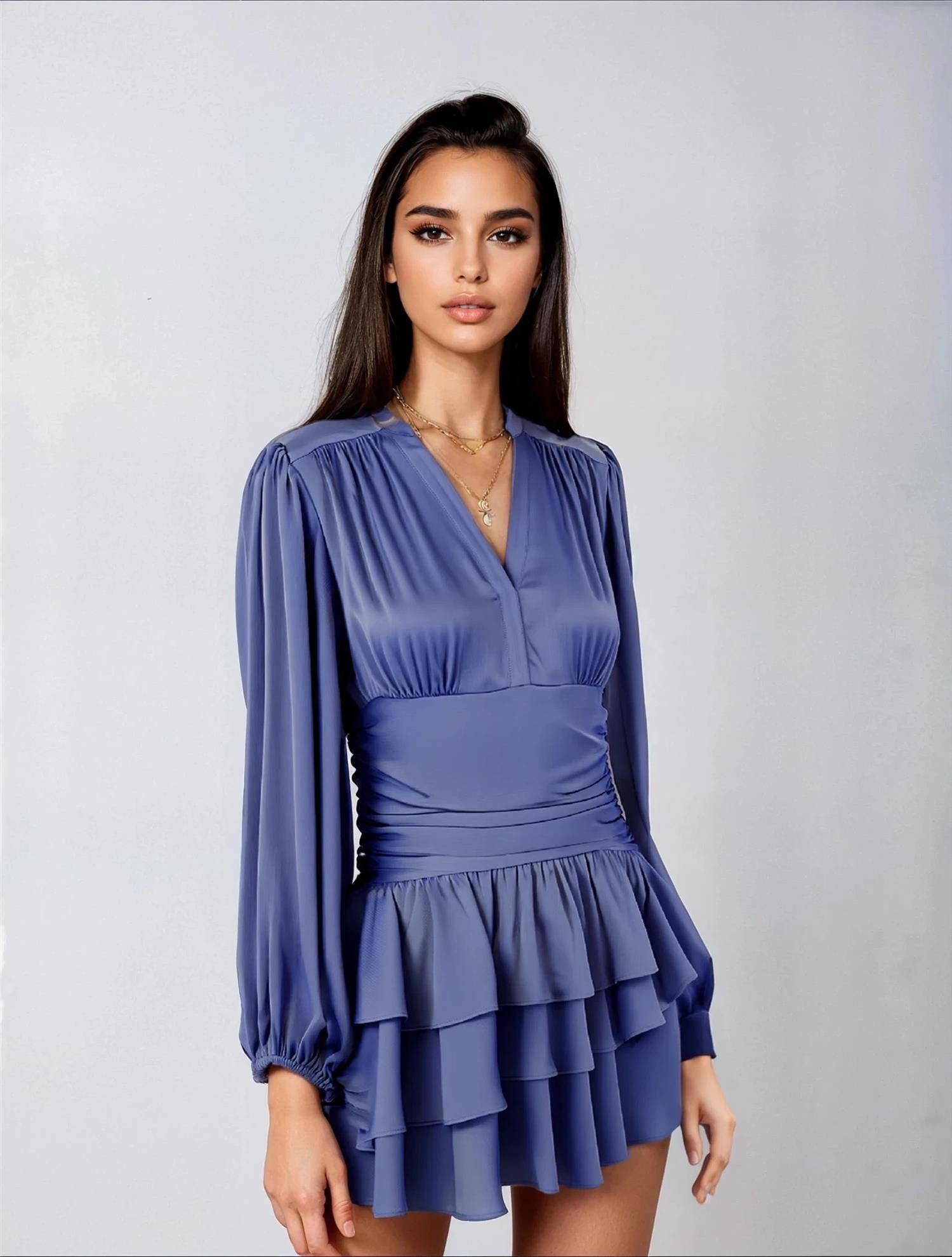 Nadine Belted Ruffle Dress - Kjoler