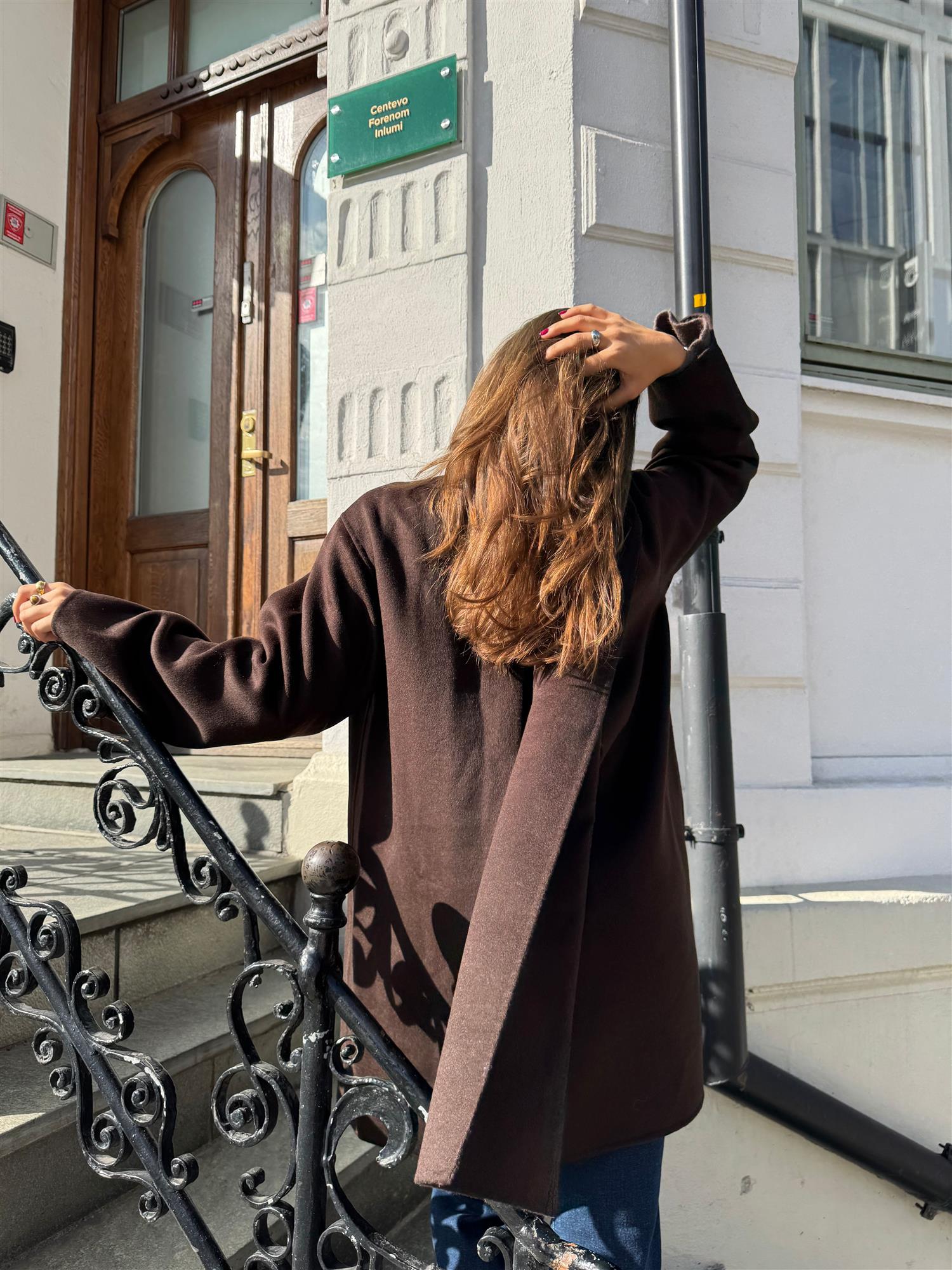 Sandy Wool Coat With Scarf - Brown