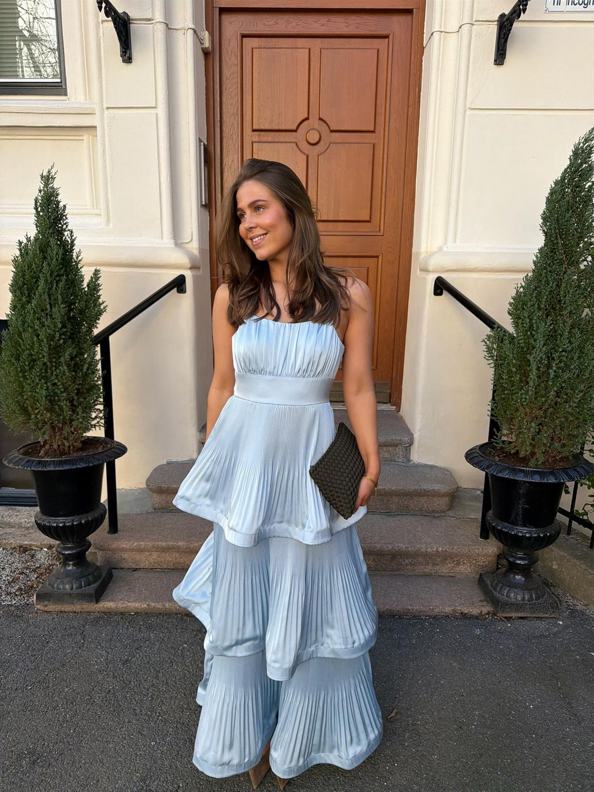 Chloe Wave Gown Dress - Sky Azure