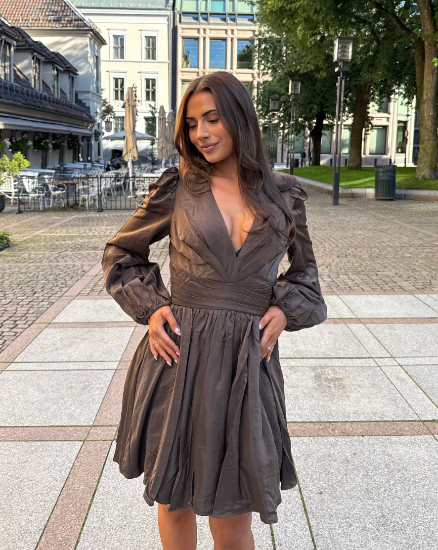 Maeve Satin Dress - Coffee Brown