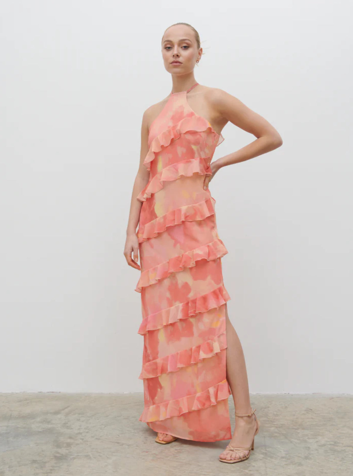 Katy Ruffle Maxi Dress - Kjoler