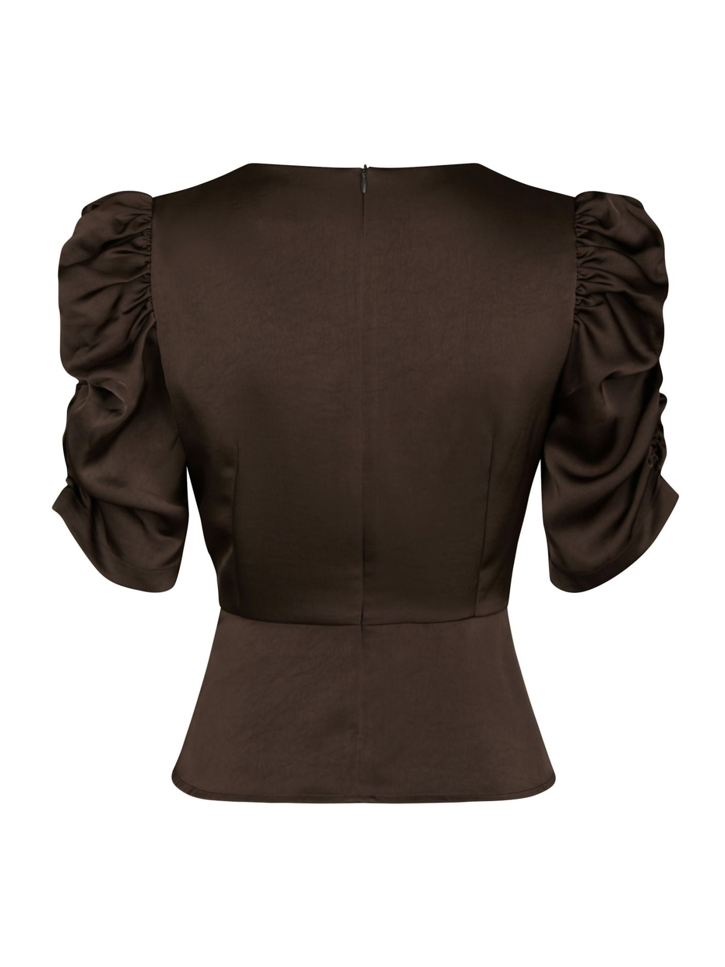 Benua Heavy Sateen Blouse - Dark Brown