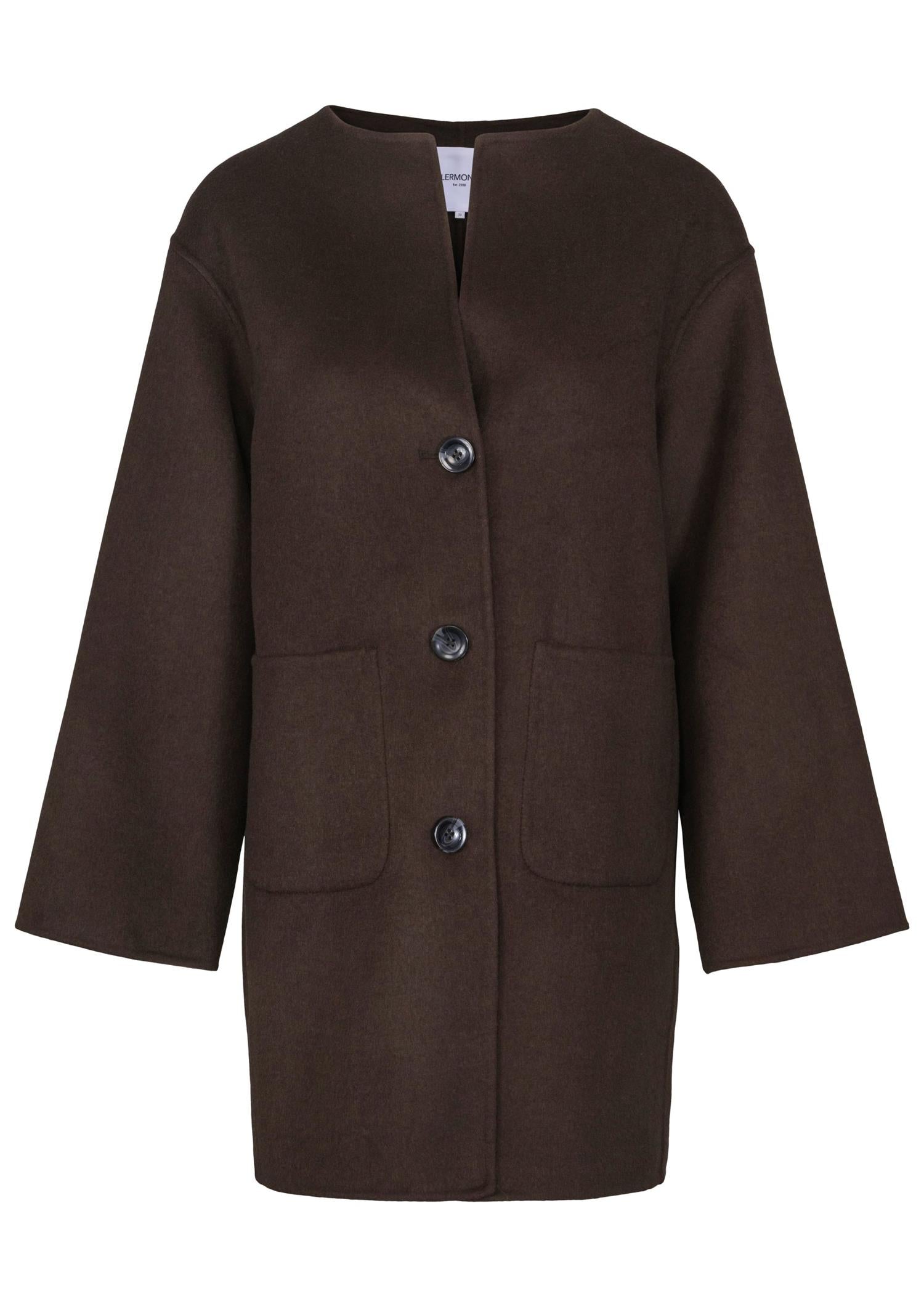 Sandy Wool Coat With Scarf - Brown