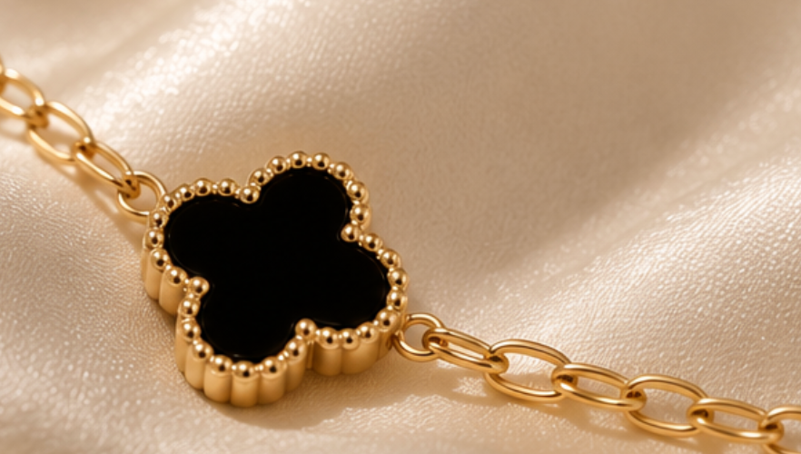Haily Four Leaf Bracelet - Black Gold