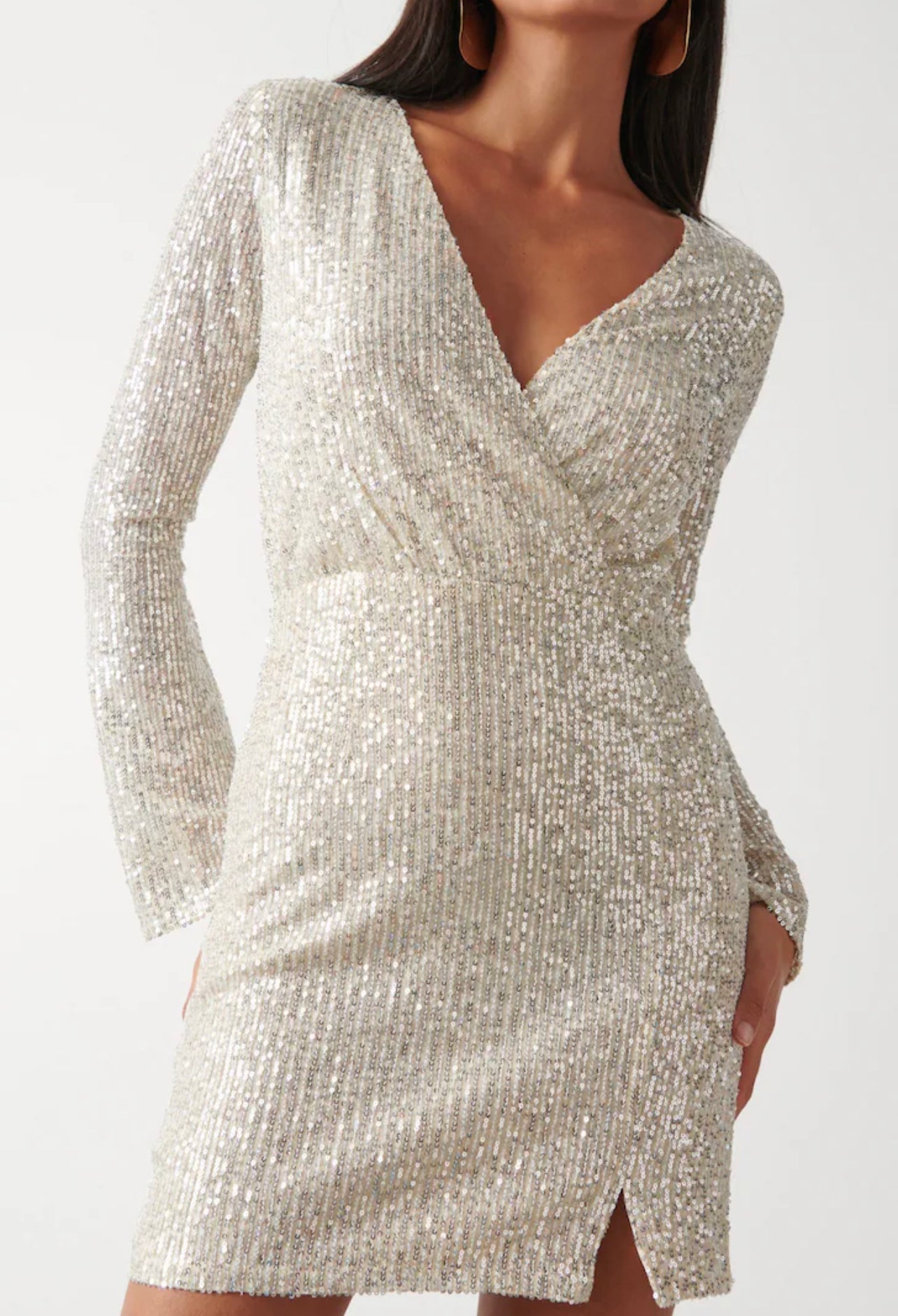 Dulcie Mini Wrap Sequin Dress - M - Kjoler