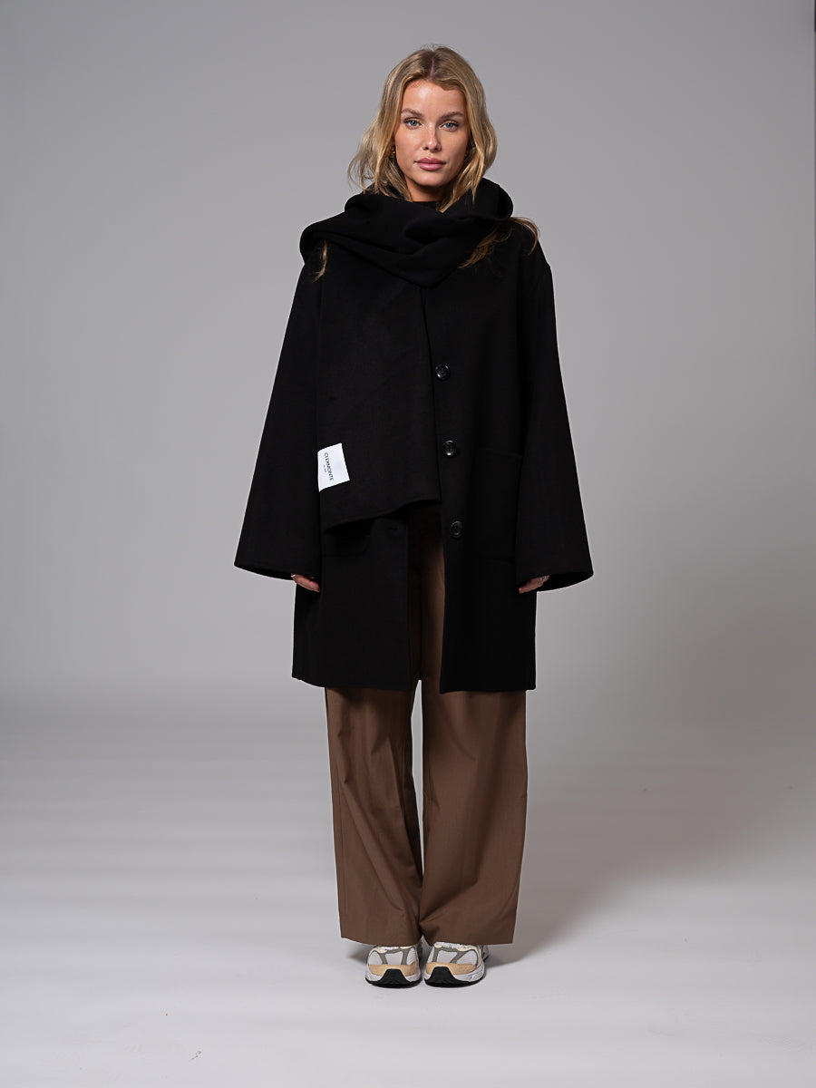 Sandy Wool Coat With Scarf