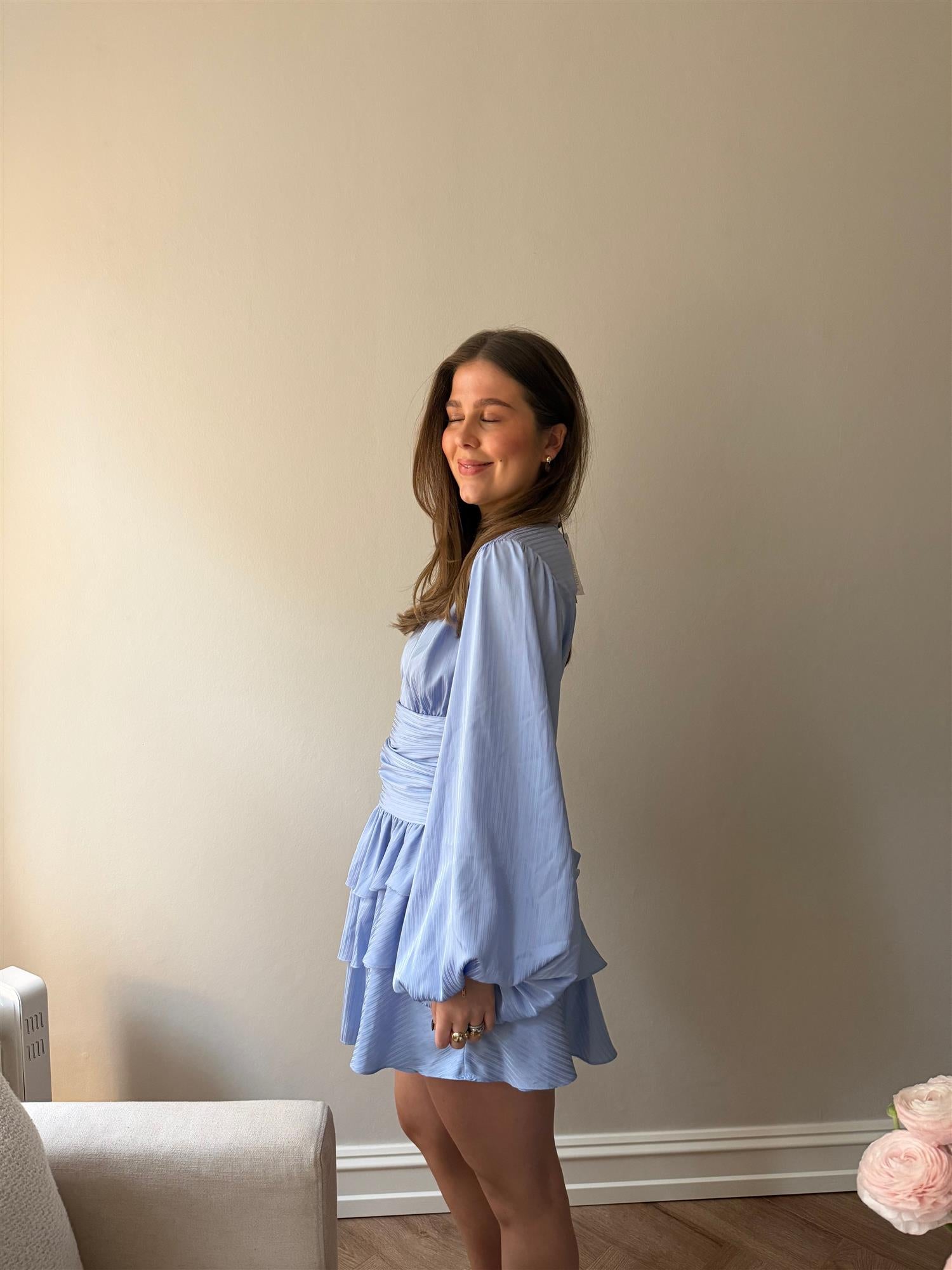 Nadine Belted Ruffle Dress - Neptune Waves