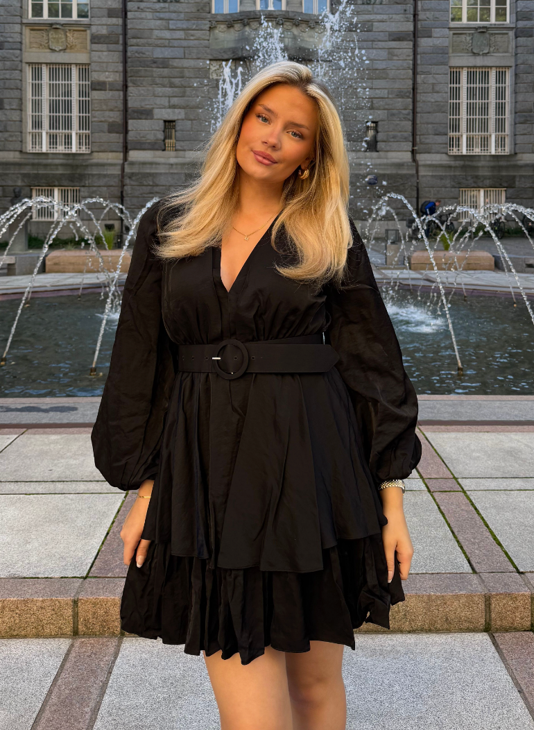 Abina Satin Dress - Black