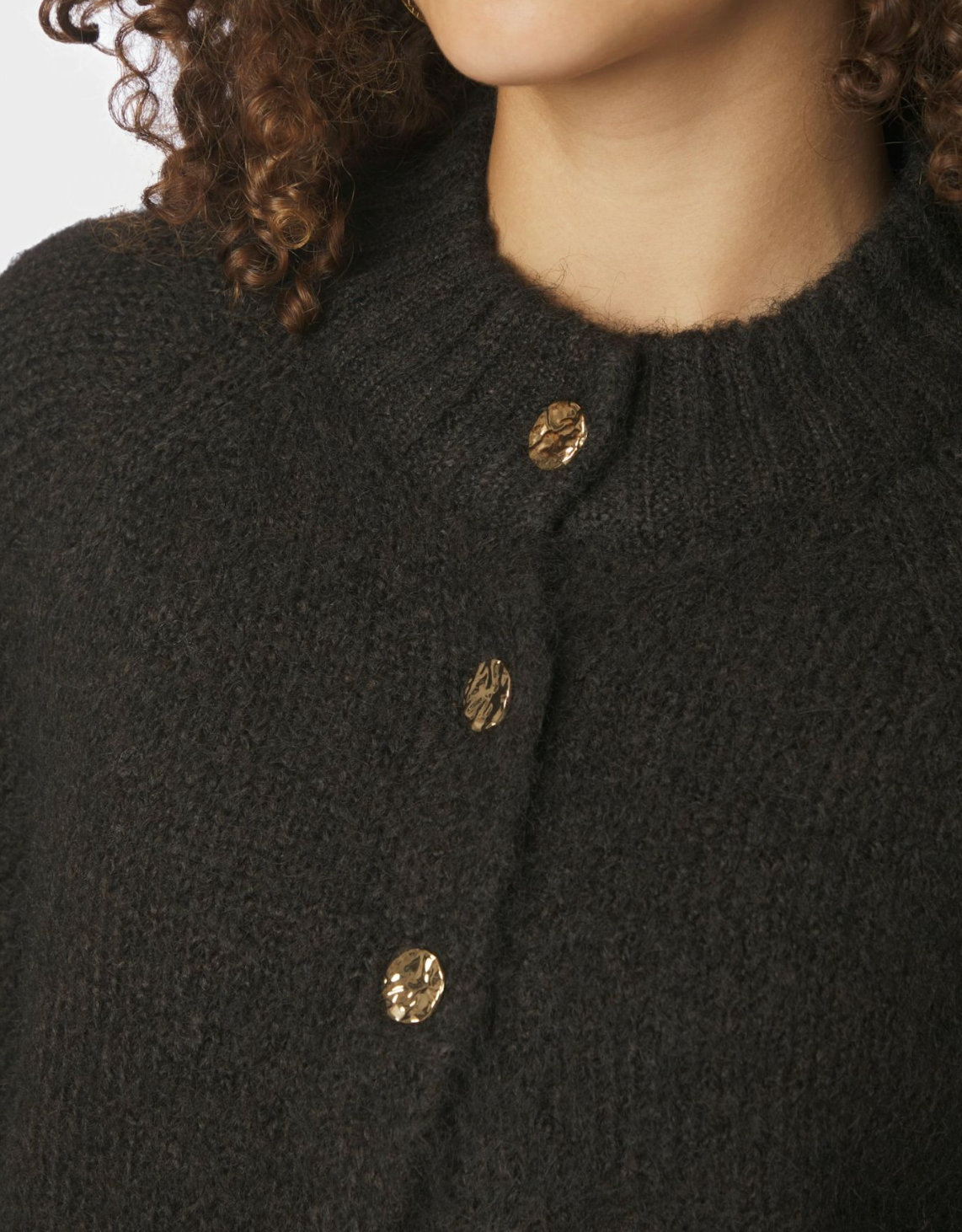 Benuta Fluffy Knit Cardigan - Dark Brown