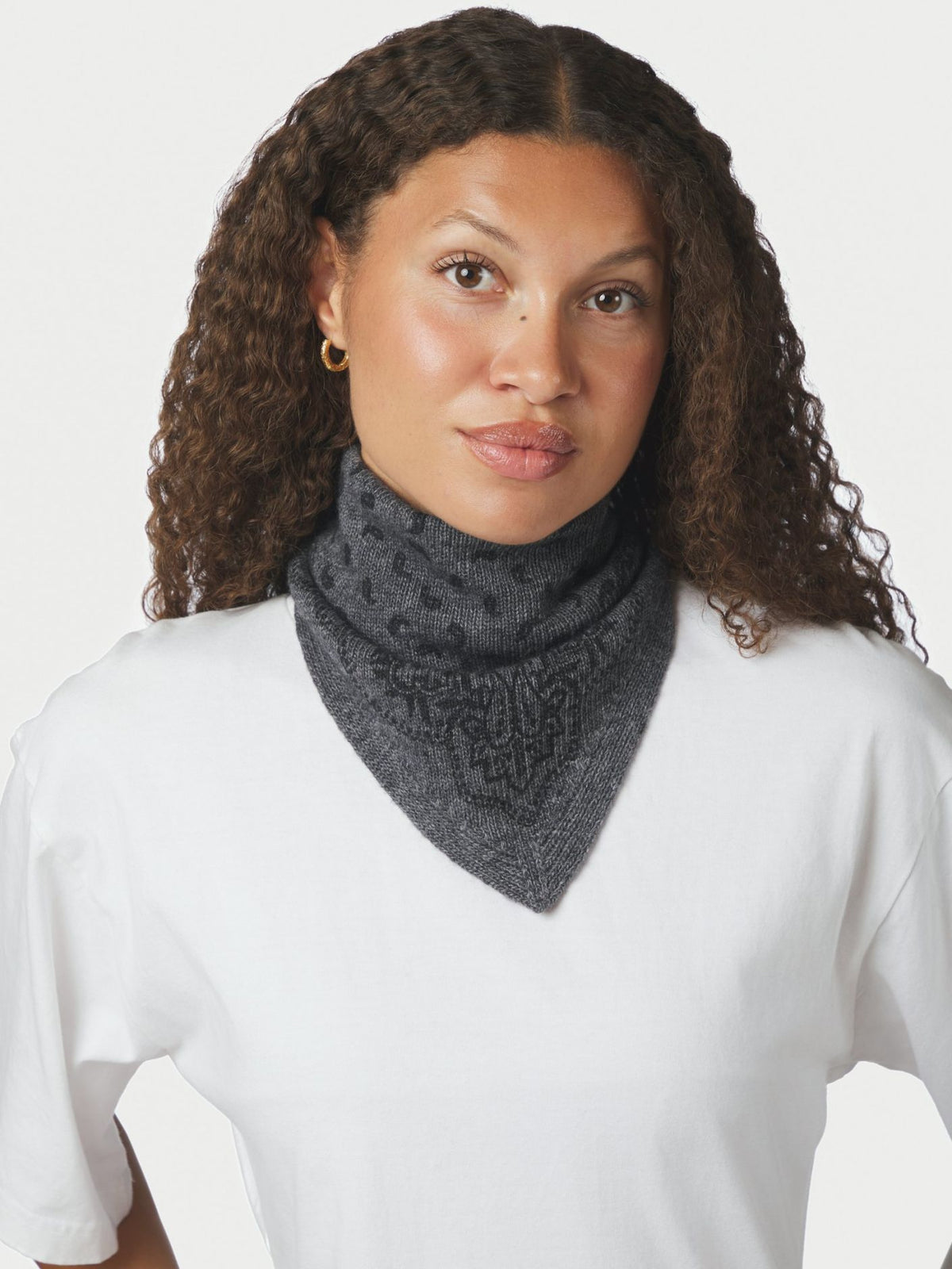 Ariya Paisley Knit Scarf - Antracit melange
