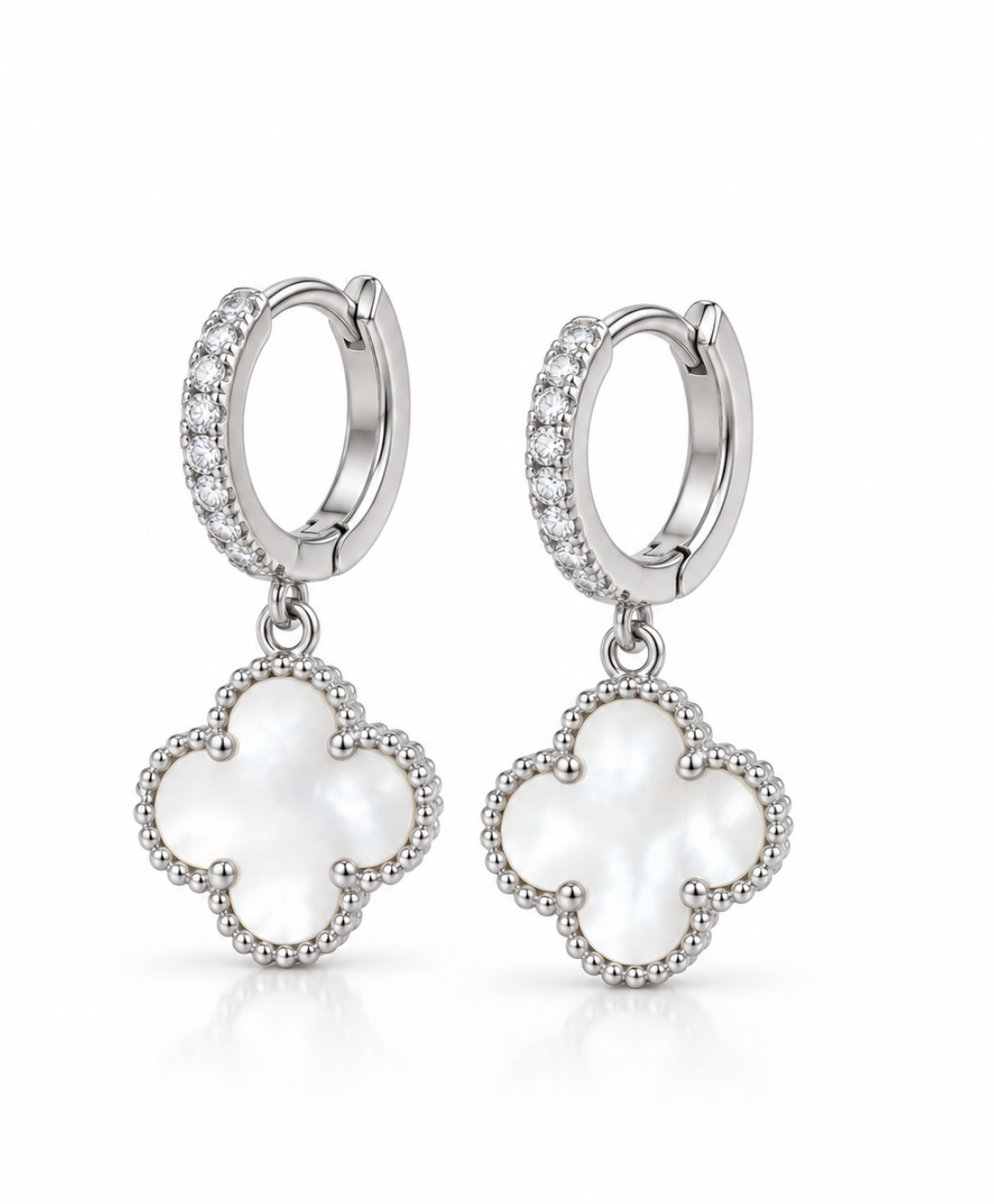 Haily Four Leaf Earring White