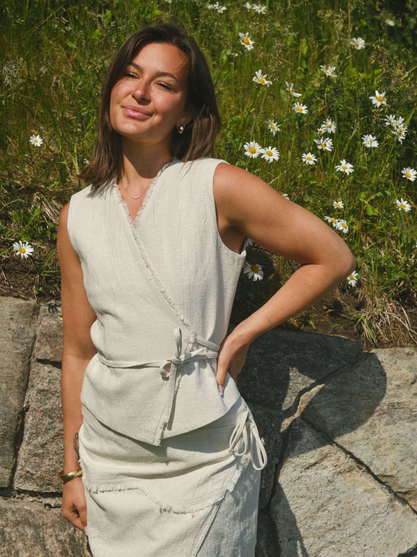 Filora Ramie Wrap Waistcoat Overdeler