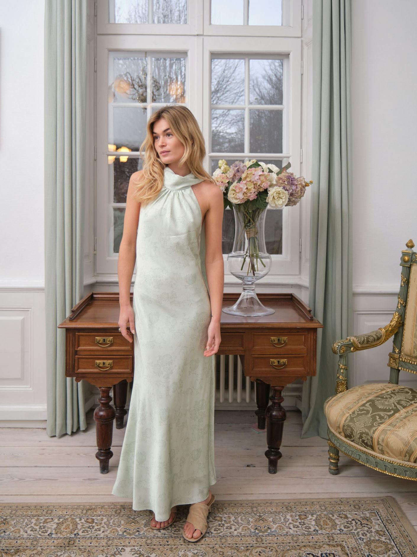 Fiona Pattern Satin Dress - Kjoler