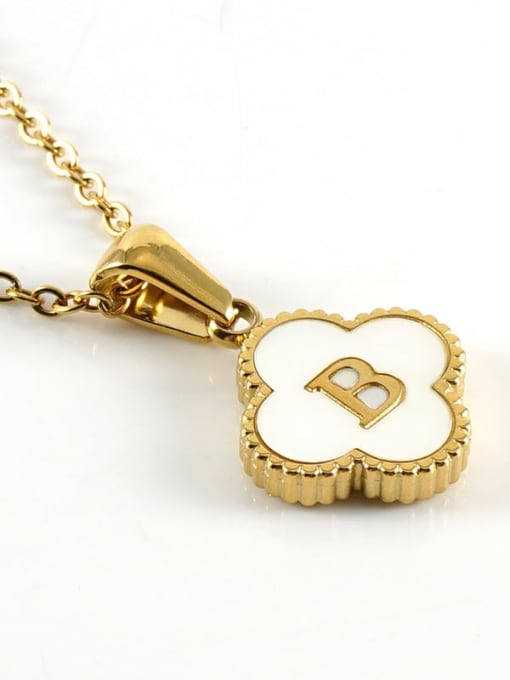 Four Leaf Letter Necklace - B - Tilbehør