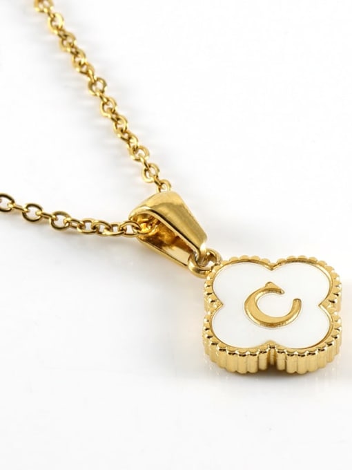 Four Leaf Letter Necklace - C - Tilbehør