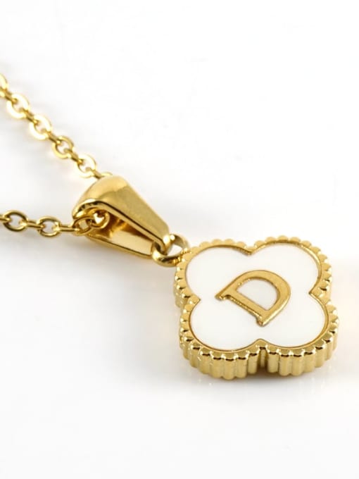 Four Leaf Letter Necklace - D - Tilbehør