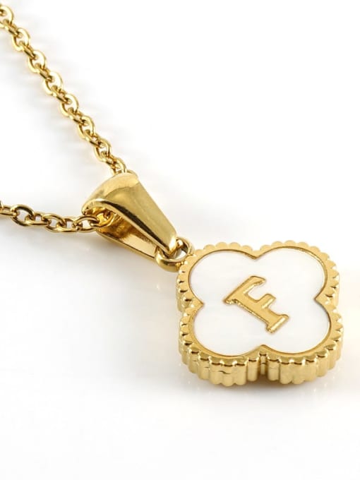 Four Leaf Letter Necklace - F - Tilbehør