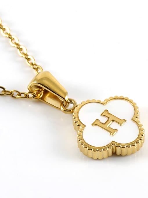 Four Leaf Letter Necklace - H - Tilbehør