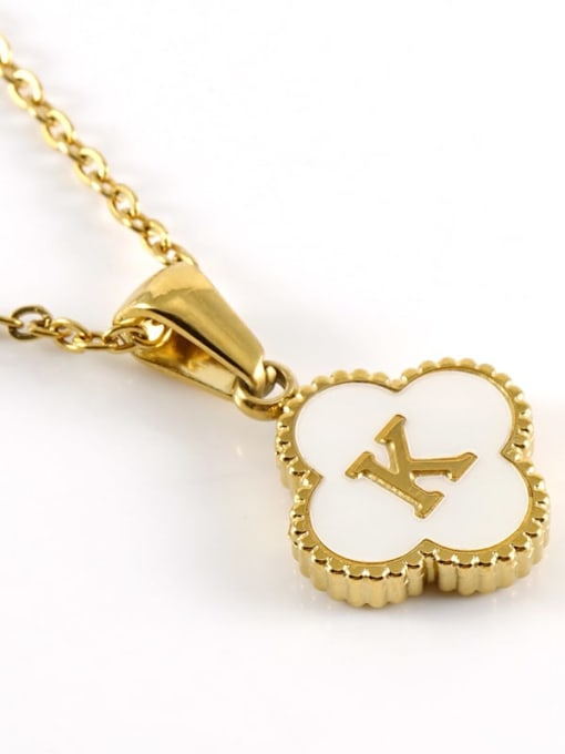 Four Leaf Letter Necklace - K - Tilbehør
