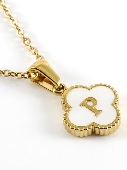 Four Leaf Letter Necklace - P - Tilbehør