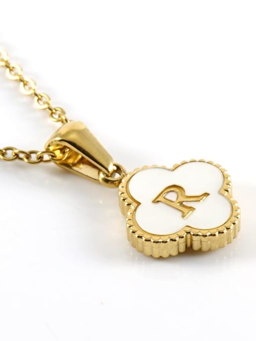 Four Leaf Letter Necklace - R - Tilbehør