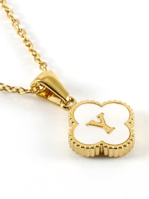Four Leaf Letter Necklace - Y - Tilbehør