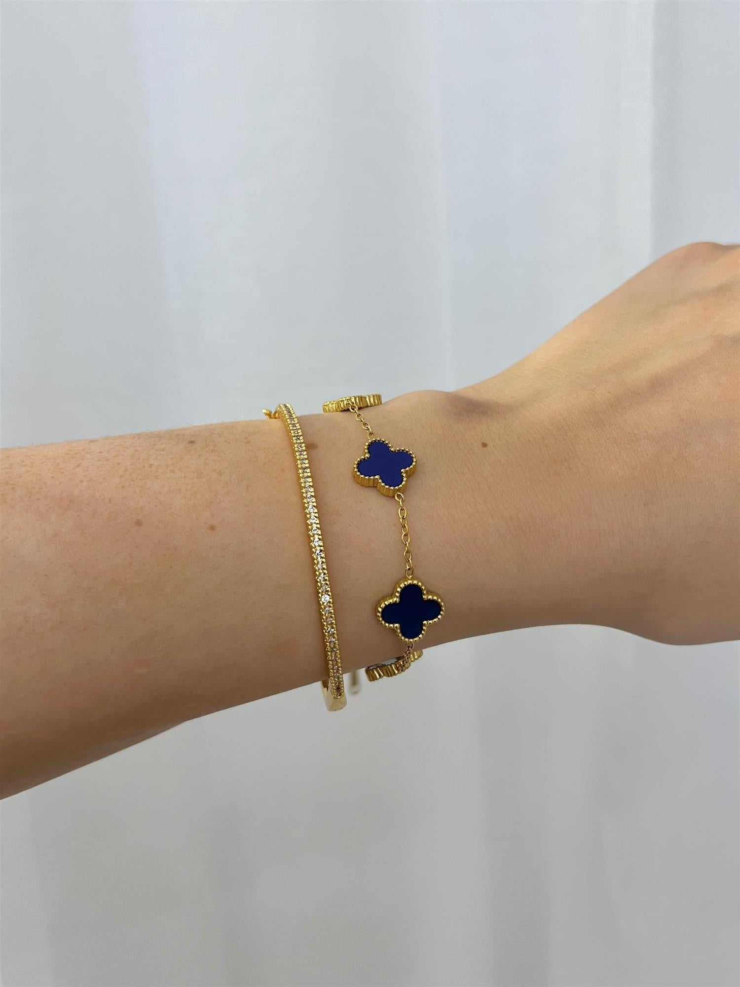 Haily Four Leaf Bracelet Blue - Tilbehør