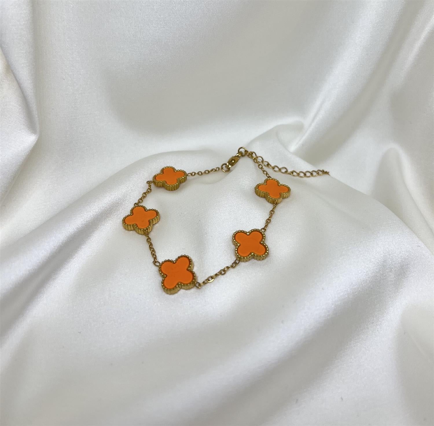 Haily Four Leaf Bracelet Orange - Tilbehør
