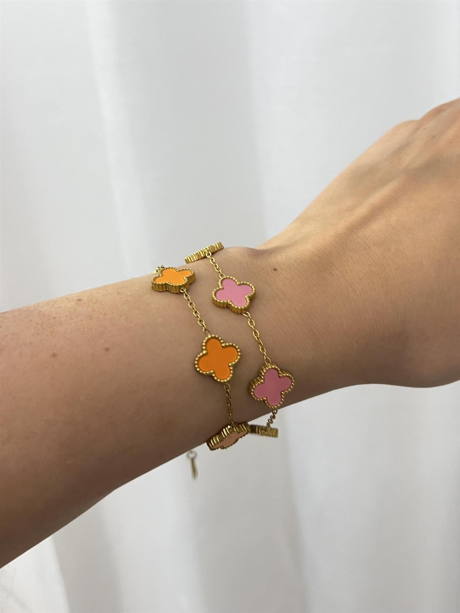 Haily Four Leaf Bracelet Pink - Tilbehør