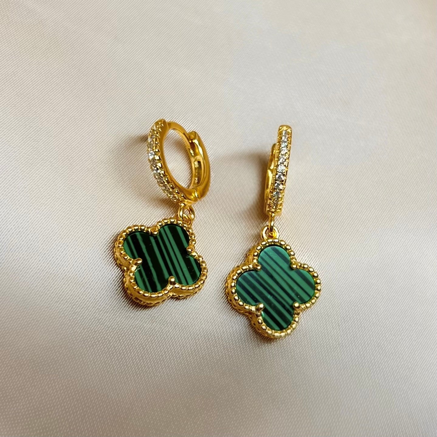 Haily Four Leaf Earring Green - Tilbehør