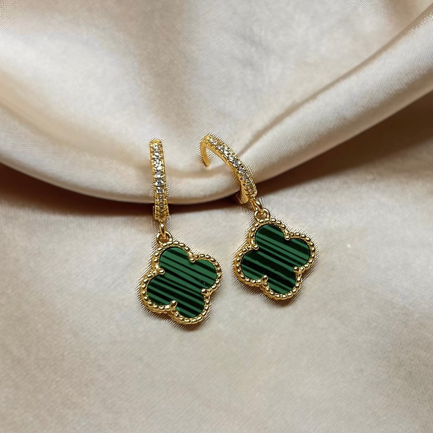 Haily Four Leaf Earring Green - Tilbehør