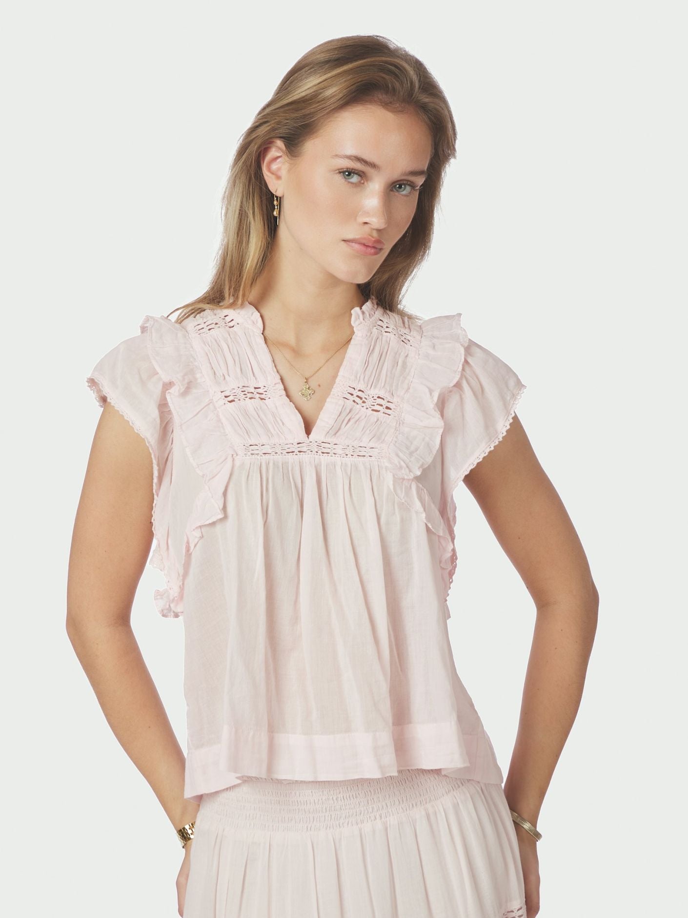 Jayla S Voile Top - Light pink - Overdeler