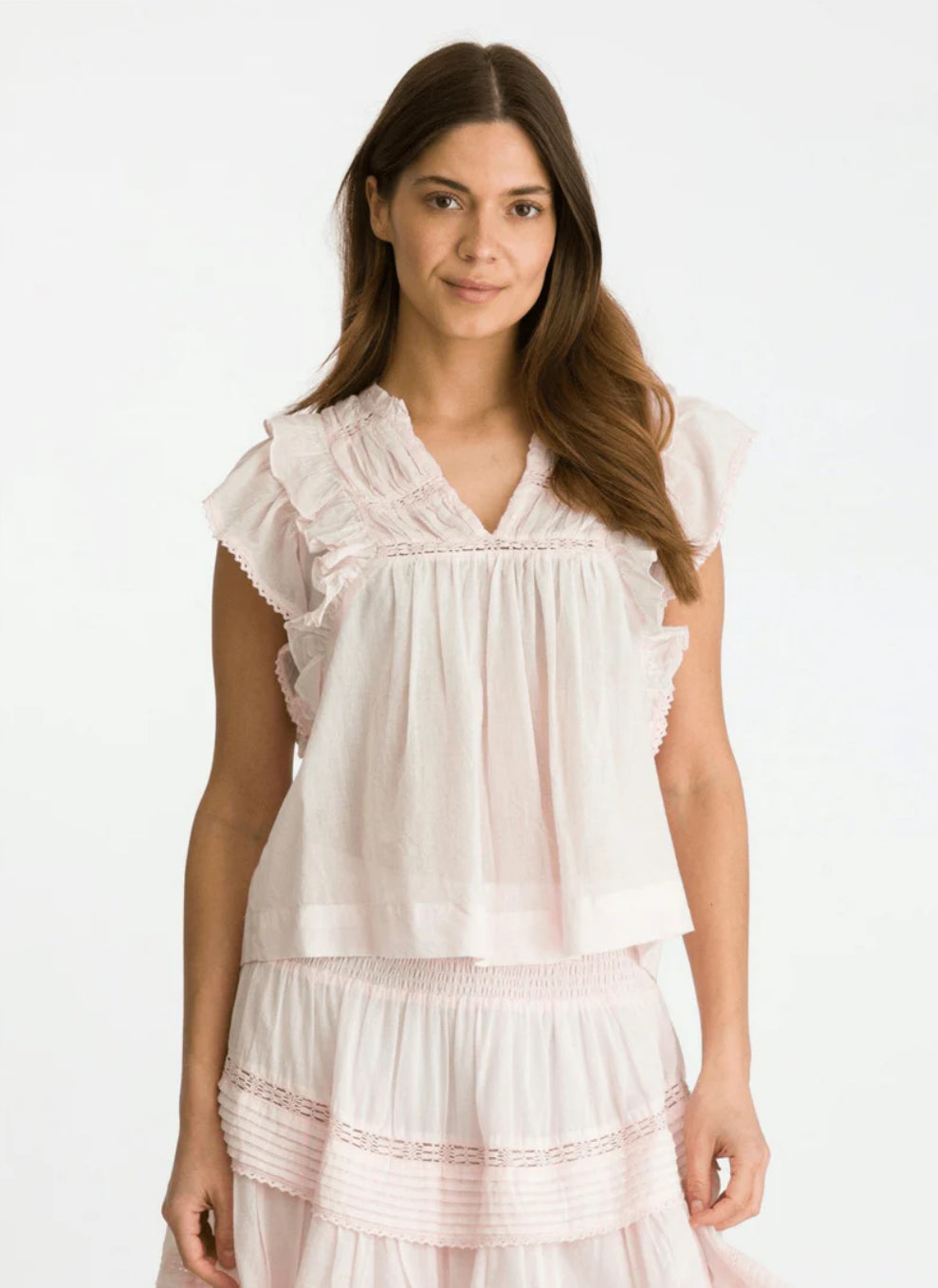 Jayla S Voile Top Light pink Overdeler