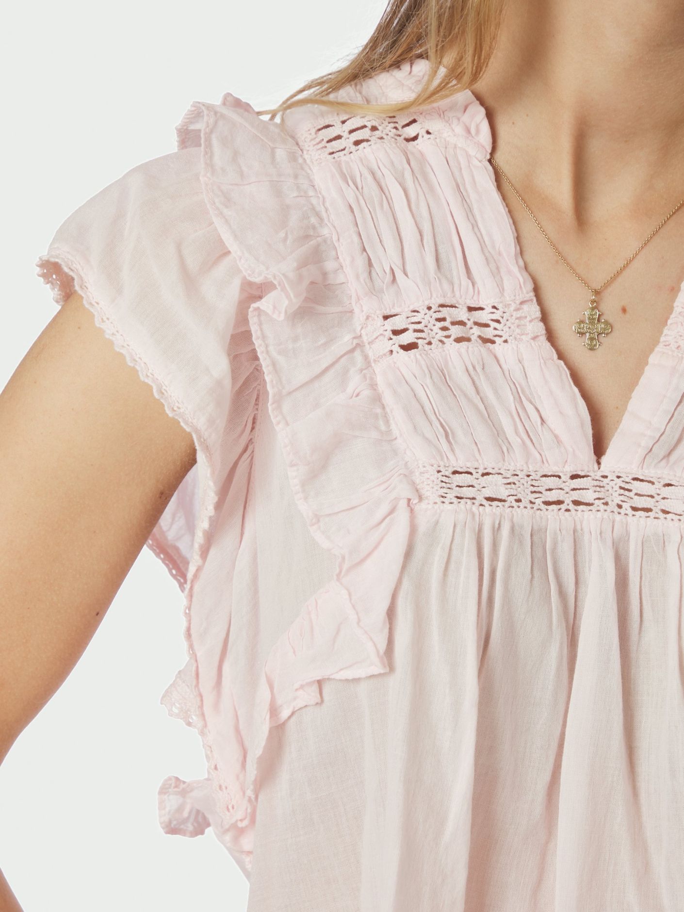 Jayla S Voile Top - Light pink - Overdeler