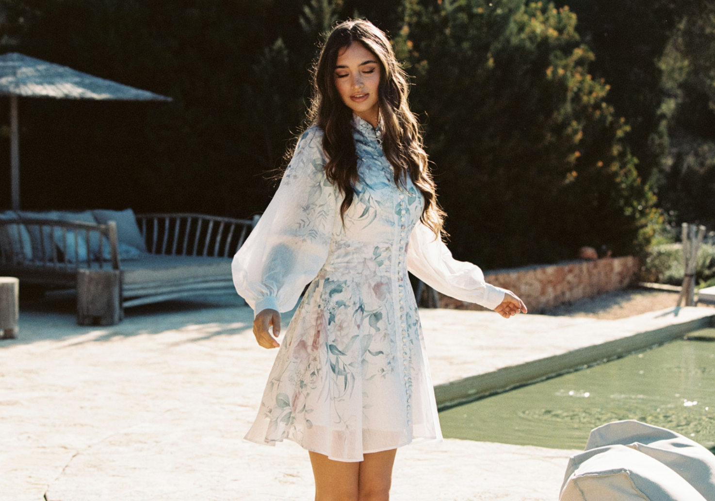 Leona Halter Mini Dress - Pale Blossom - Kjoler