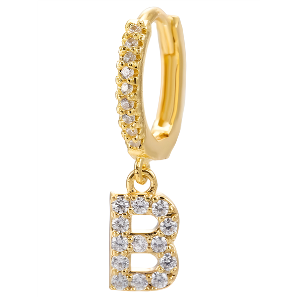 Letter Strass Single Earring - Tilbehør