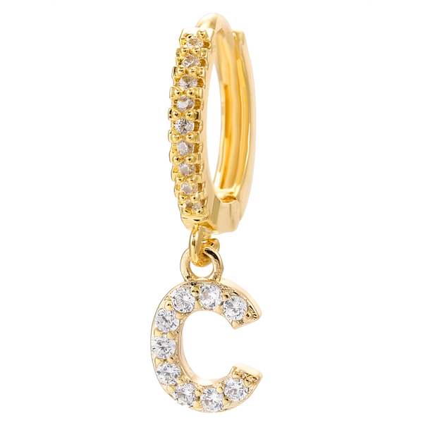 Letter Strass Single Earring - Tilbehør