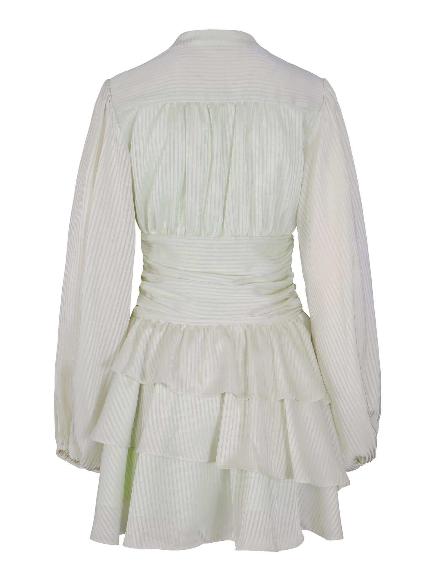 Nadine Belted Ruffle Dress - Minted Sage - Kjoler