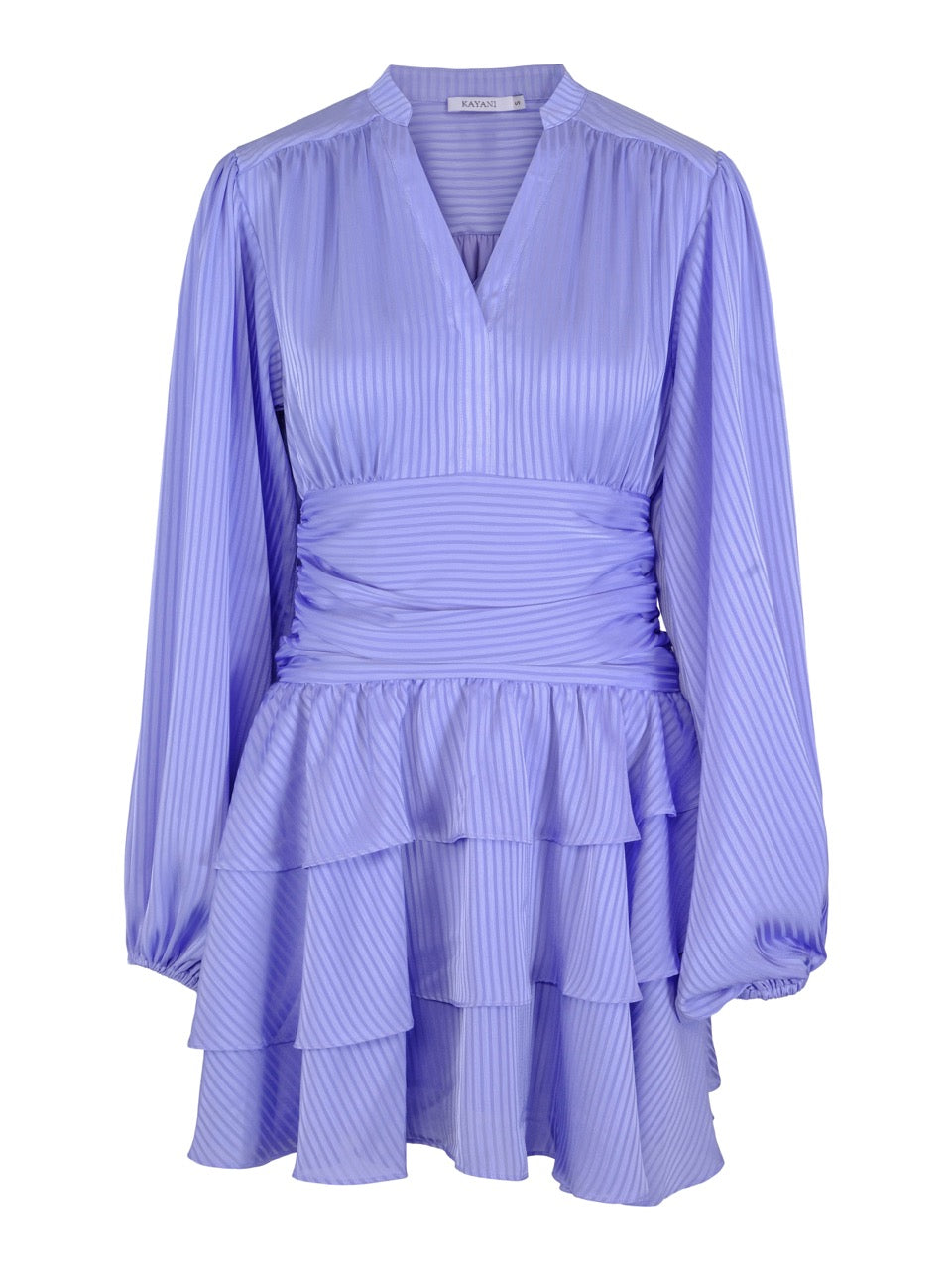 Nadine Belted Ruffle Dress - Ocean Waves - Kjoler