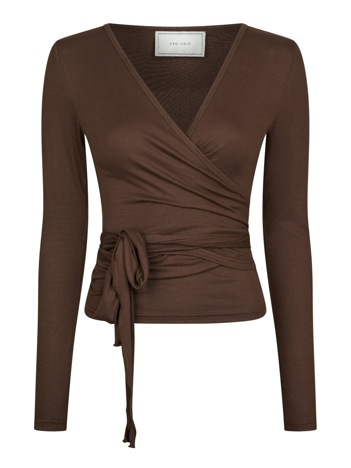 Nia Jersey Wrap Blouse BROWN - Overdeler