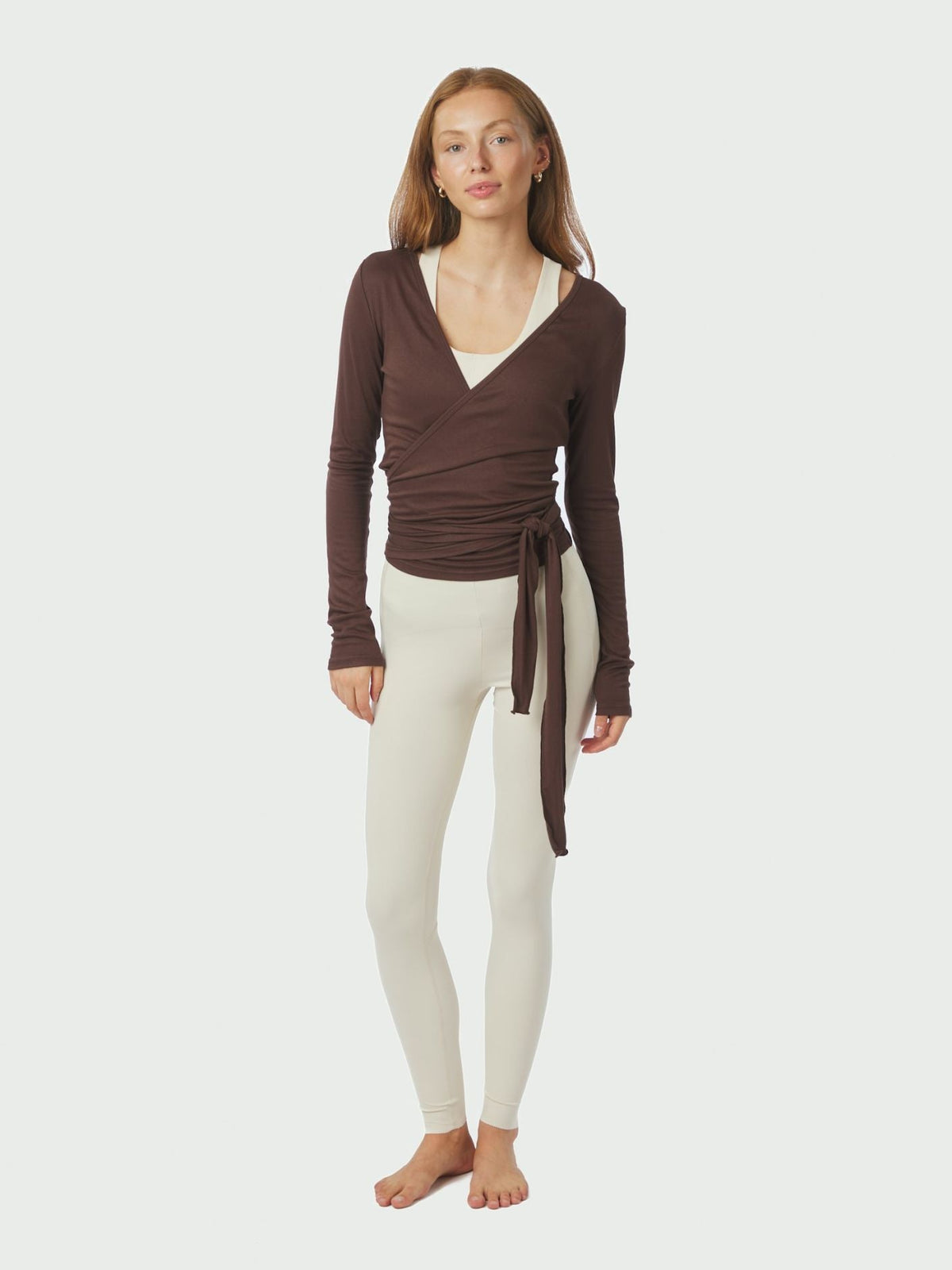 Nia Jersey Wrap Blouse BROWN - Overdeler