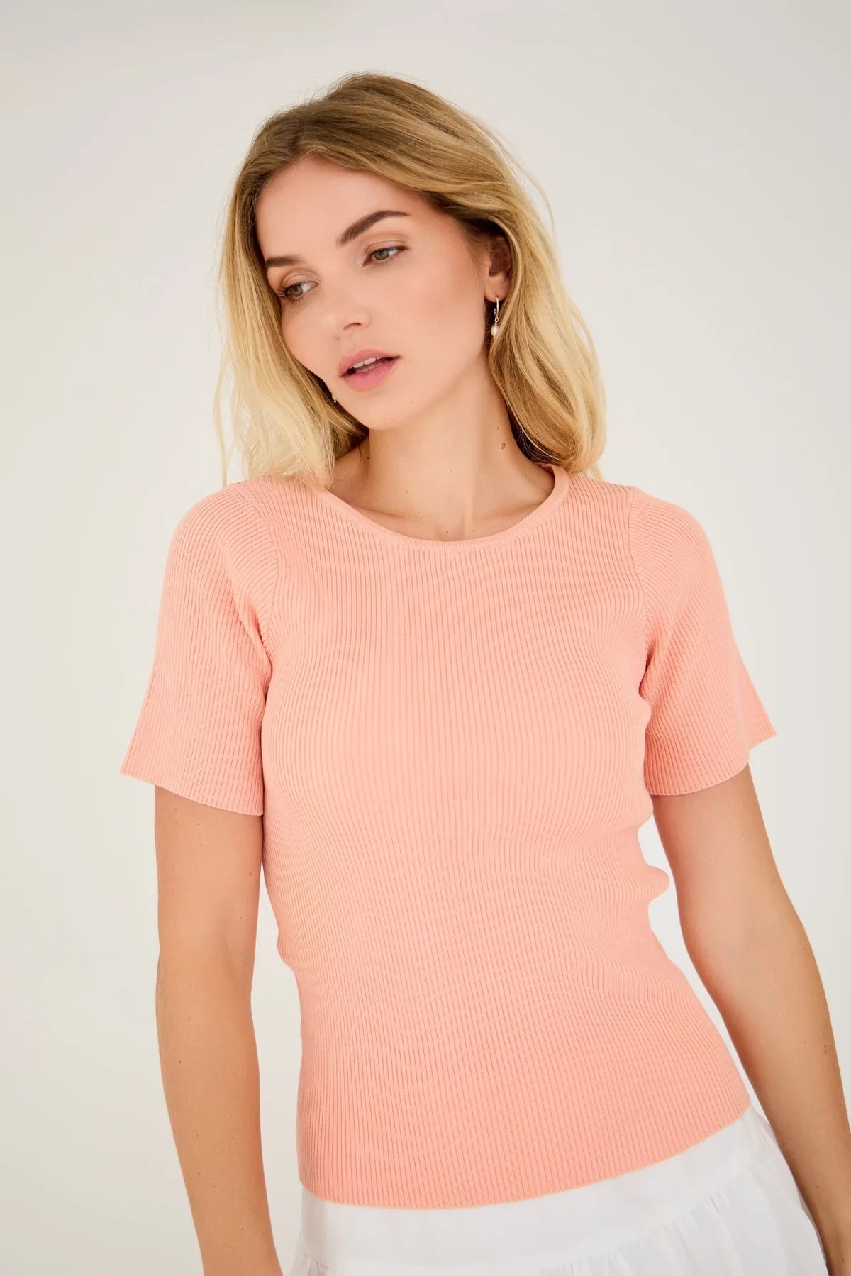Rib Knit Short Sleeve Top - Overdeler