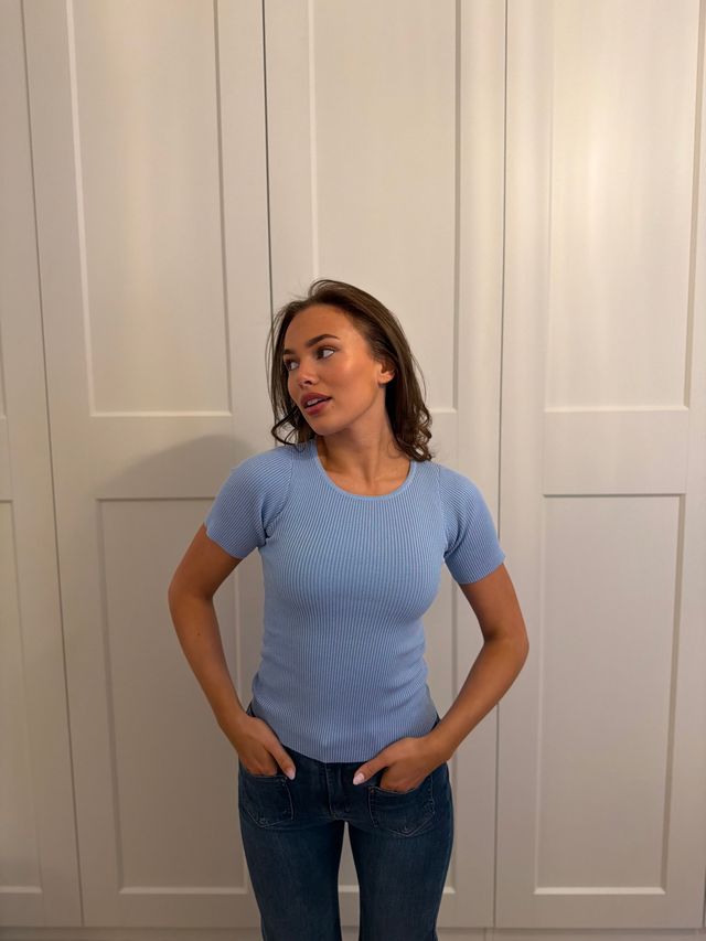 Rib Knit Short Sleeve Top - Overdeler